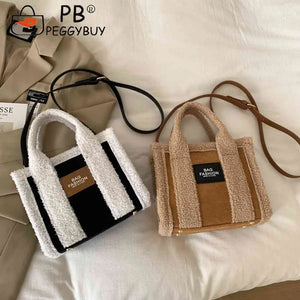 Retro Shoulder Bag Women Fleece Crossbody Handbag
