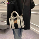 Retro Shoulder Bag Women Fleece Suede Splice Crossbody Handbag Winter Satchel