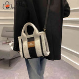 Retro Shoulder Bag Women Fleece Crossbody Handbag