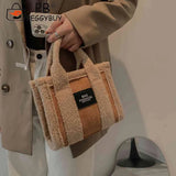 Retro Shoulder Bag Women Fleece Crossbody Handbag