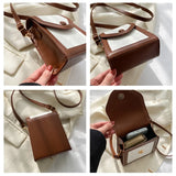 Retro Shoulder Bag Women's Vertical Square Bag Embossed Crossbody Bags