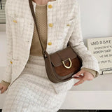 Contrasting Colors Shoulder Bag Retro Style Saddle Bag
