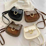 Contrasting Colors Shoulder Bag Retro Style Saddle Bag