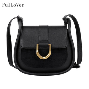 Contrasting Colors Shoulder Bag Retro Style Saddle Bag