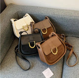 Contrasting Colors Shoulder Bag Retro Style Saddle Bag