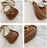 Contrasting Colors Shoulder Bag Retro Style Saddle Bag