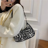 Leopard Print Canvas Shoulder Bag Retro Mini Underarm Bags