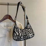 Leopard Print Canvas Shoulder Bag Retro Mini Underarm Bags
