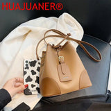 Retro Small Crossbody Bags Leather Bucket Bag Shoulder Handbags