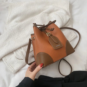 Retro Small Crossbody Bags Leather Bucket Bag Shoulder Handbags