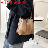 Retro Small Crossbody Bags Leather Bucket Bag Shoulder Handbags