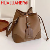 Retro Small Crossbody Bags Leather Bucket Bag Shoulder Handbags