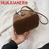Retro Small Crossbody Bags Leather Bucket Bag Shoulder Handbags