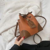Retro Small Crossbody Bags Leather Bucket Bag Shoulder Handbags