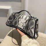 Vintage Snake Pattern Totes Bag with Chain Handbag