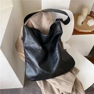 Retro Soft Leather Shoulder Bag Large Capacity Tote Handbag Purse Lady Bags