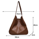 Retro Soft Leather Shoulder Bag Large Capacity Tote Handbag Purse Lady Bags