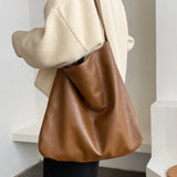 Retro Soft Leather Shoulder Bag Large Capacity Tote Handbag Purse Lady Bags