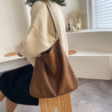Retro Soft Leather Shoulder Bag Large Capacity Tote Handbag Purse Lady Bags