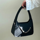 Solid Leather Beading Women's Handbag Shoulder Bag