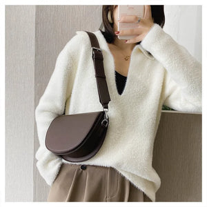 Vintage Leather Saddle Bag Women's Shoulder Handbag