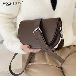 Vintage Leather Saddle Bag Women's Crossbody Bag