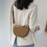 Vintage Leather Saddle Bag Women's Crossbody Bag