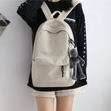 Retro Canvas Backpack School Bag Zipper Harajuku Bags