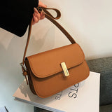 Retro Solid Women's Shoulder Bag PU Leather Small Square Bag