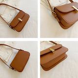 Retro Solid Women's Shoulder Bag PU Leather Small Square Bag