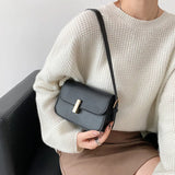 Retro Solid Women's Shoulder Bag PU Leather Small Square Bag