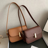 Retro Solid Women's Shoulder Bag PU Leather Small Square Bag