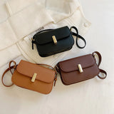 Retro Solid Women's Shoulder Bag PU Leather Small Square Bag