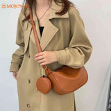 Retro Half Moon PU Leather Handbag for Women