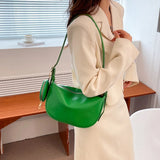 Retro Half Moon PU Leather Handbag for Women