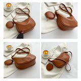 Retro Half Moon PU Leather Handbag for Women