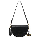 Retro Solid Saddle Shoulder Bag Chain Crossbody Women's Handbag PU Leather Tote