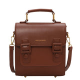 Retro PU Leather College Backpack for Teenage Girls