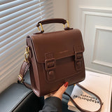 Retro PU Leather College Backpack for Teenage Girls