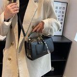 Retro Square Box Handbag Small Women Bag Crossbody Rivet Clutch Purse