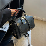Retro Square Box Handbag Small Women Bag Crossbody Rivet Clutch Purse