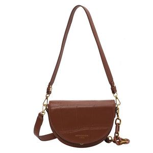 Stone Pattern Women's Saddle Bag Acrylic Shoulder Crossbody Bag