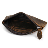Retro Style Crazy Horse Leather Phone Bag Zipper Wallet Clutch