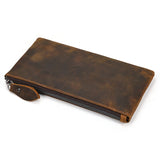 Retro Style Crazy Horse Leather Phone Bag Zipper Wallet Clutch