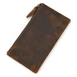 Retro Style Crazy Horse Leather Phone Bag Zipper Wallet Clutch