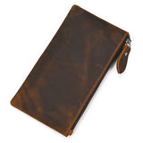 Retro Style Crazy Horse Leather Phone Bag Zipper Wallet Clutch