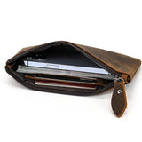 Retro Style Crazy Horse Leather Phone Bag Zipper Wallet Clutch
