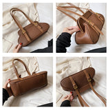 Retro Style Underarm Shoulder Bags Woman Purses Texture Boston Bag