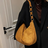 Retro Suede Shoulder Bag Female Large Capacity Dumpling Bag Women Handbag