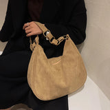 Retro Suede Shoulder Bag Female Large Capacity Dumpling Bag Women Handbag